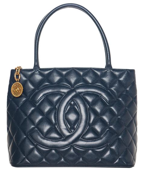 chanel navy tote bag|vintage navy blue Chanel bag.